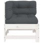 vidaXL Ecksofa mit Kissen Weiß Massivholz Kiefer vidaXL Ecksofa mit Kissen Weiß Massivholz Kiefer