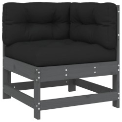 vidaXL Ecksofa mit Kissen Grau Massivholz Kiefer