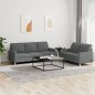 vidaXL 2-tlg. Sofagarnitur mit Kissen Dunkelgrau Stoff vidaXL 2-tlg. Sofagarnitur mit Kissen Dunkelgrau Stoff