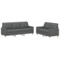 vidaXL 2-tlg. Sofagarnitur mit Kissen Dunkelgrau Stoff vidaXL 2-tlg. Sofagarnitur mit Kissen Dunkelgrau Stoff