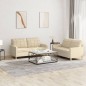 vidaXL 2-tlg. Sofagarnitur mit Kissen Creme Stoff vidaXL 2-tlg. Sofagarnitur mit Kissen Creme Stoff