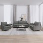 vidaXL 3-tlg. Sofagarnitur mit Kissen Dunkelgrau Stoff vidaXL 3-tlg. Sofagarnitur mit Kissen Dunkelgrau Stoff