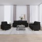 vidaXL 3-tlg. Sofagarnitur mit Kissen Schwarz Stoff vidaXL 3-tlg. Sofagarnitur mit Kissen Schwarz Stoff