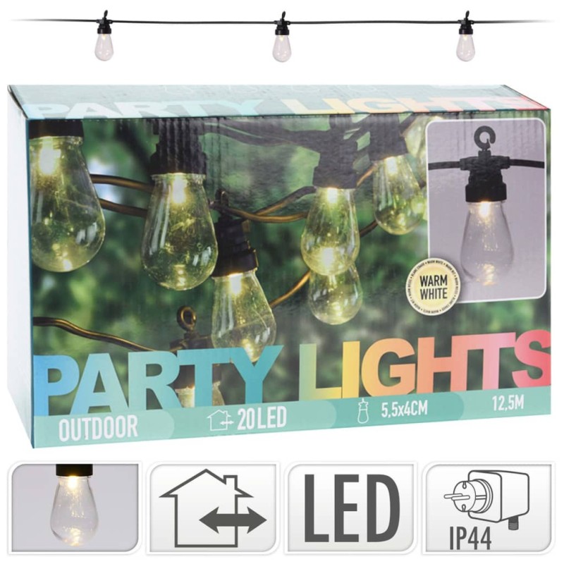ProGarden LED-Party-Lichterkette 20 Leuchtmittel 4,5 V ProGarden LED-Party-Lichterkette 20 Leuchtmittel 4,5 V