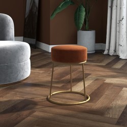 Runder Hocker Braun Samt