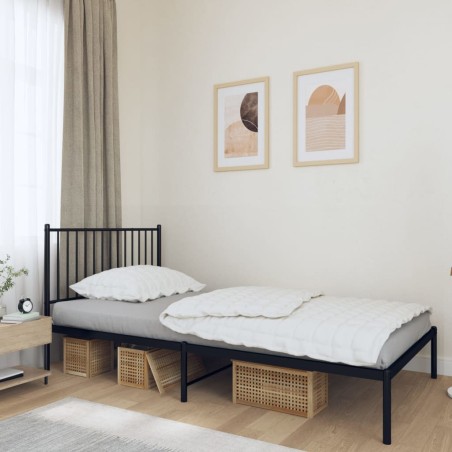 vidaXL Bettgestell mit Kopfteil Metall Schwarz 100x190 cm