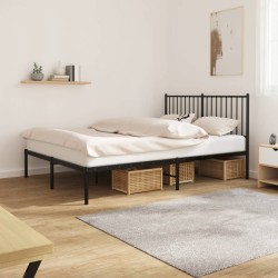 vidaXL Bettgestell mit Kopfteil Metall Schwarz 135x190 cm