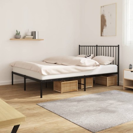 vidaXL Bettgestell mit Kopfteil Metall Schwarz 135x190 cm