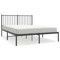 vidaXL Bettgestell mit Kopfteil Metall Schwarz 135x190 cm
