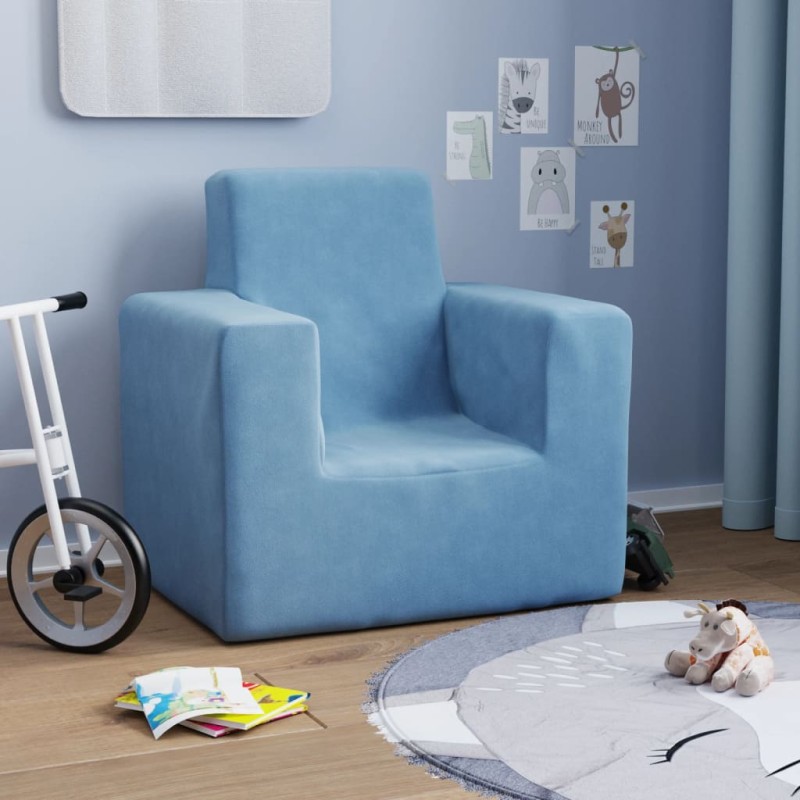 vidaXL Kindersofa Blau Weich Plüsch vidaXL Kindersofa Blau Weich Plüsch