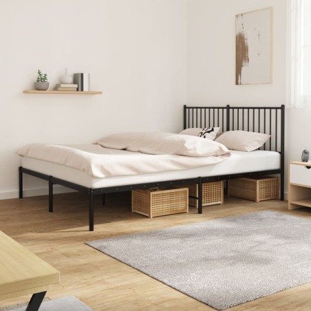 vidaXL Bettgestell mit Kopfteil Metall Schwarz 150x200 cm