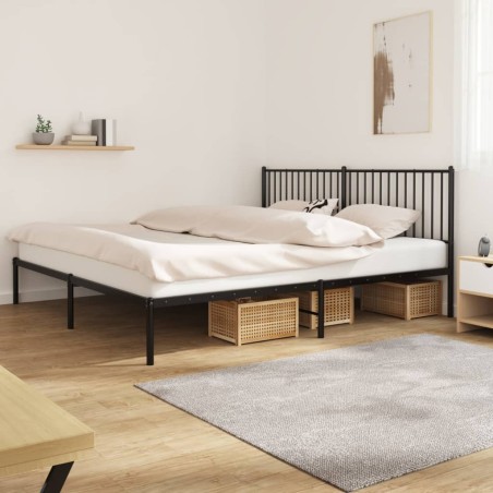 vidaXL Bettgestell mit Kopfteil Metall Schwarz 200x200 cm