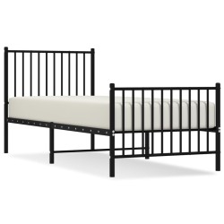 vidaXL Bettgestell mit Kopf- und Fußteil Metall Schwarz 75x190 cm