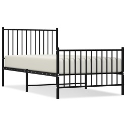 vidaXL Bettgestell mit Kopf- und Fußteil Metall Schwarz 90x190 cm