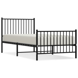 vidaXL Bettgestell mit Kopf- und Fußteil Metall Schwarz 90x200 cm