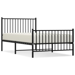 vidaXL Bettgestell mit Kopf- und Fußteil Metall Schwarz 100x190 cm