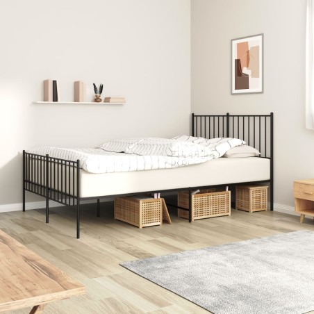 vidaXL Bettgestell mit Kopf- und Fußteil Metall Schwarz 120x200 cm