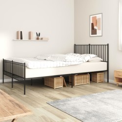 vidaXL Bettgestell mit Kopf- und Fußteil Metall Schwarz 150x200 cm