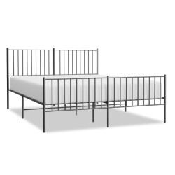 vidaXL Bettgestell mit Kopf- und Fußteil Metall Schwarz 150x200 cm