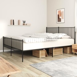 vidaXL Bettgestell mit Kopf- und Fußteil Metall Schwarz 180x200 cm