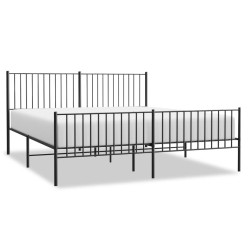 vidaXL Bettgestell mit Kopf- und Fußteil Metall Schwarz 180x200 cm