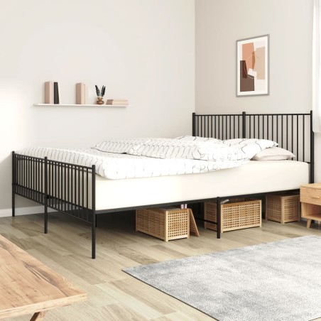 vidaXL Bettgestell mit Kopf- und Fußteil Metall Schwarz 193x203 cm