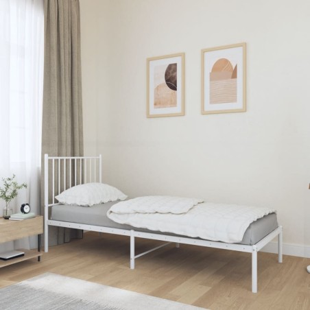 vidaXL Bettgestell mit Kopfteil Metall Weiß 75x190 cm