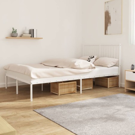 vidaXL Bettgestell mit Kopfteil Metall Weiß 120x190 cm