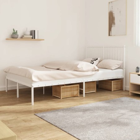 vidaXL Bettgestell mit Kopfteil Metall Weiß 120x200 cm