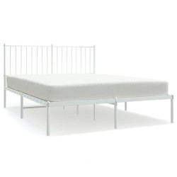 vidaXL Bettgestell mit Kopfteil Metall Weiß 135x190 cm