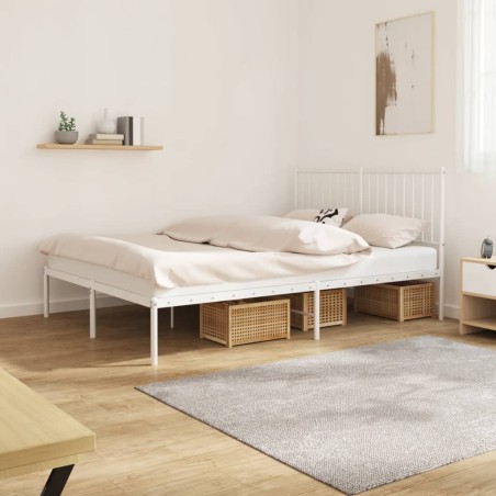 vidaXL Bettgestell mit Kopfteil Metall Weiß 140x190 cm