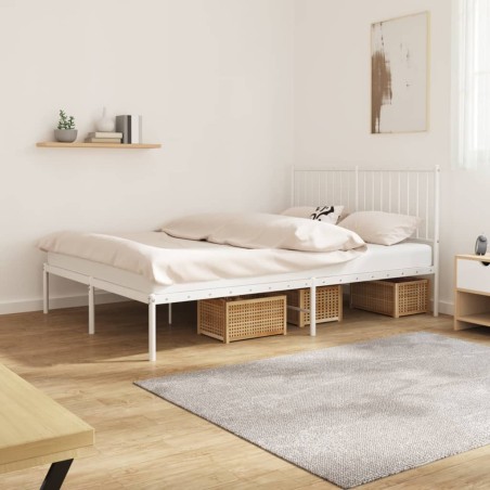 vidaXL Bettgestell mit Kopfteil Metall Weiß 140x200 cm