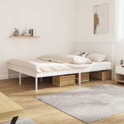 vidaXL Bettgestell mit Kopfteil Metall Weiß 150x200 cm