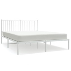 vidaXL Bettgestell mit Kopfteil Metall Weiß 150x200 cm