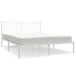 vidaXL Bettgestell mit Kopfteil Metall Weiß 160x200 cm