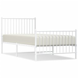 vidaXL Bettgestell mit Kopf- und Fußteil Metall Weiß 90x190 cm