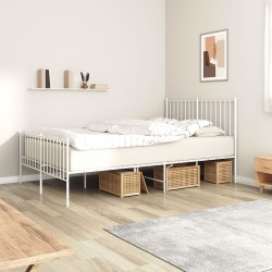 vidaXL Bettgestell mit Kopf- und Fußteil Metall Weiß 120x190 cm