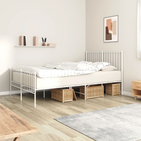 vidaXL Bettgestell mit Kopf- und Fußteil Metall Weiß 120x200 cm