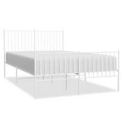 vidaXL Bettgestell mit Kopf- und Fußteil Metall Weiß 135x190 cm