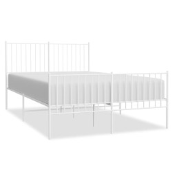 vidaXL Bettgestell mit Kopf- und Fußteil Metall Weiß 140x190 cm