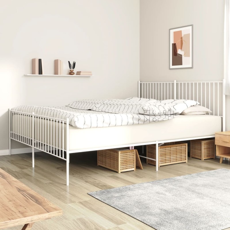 vidaXL Bettgestell mit Kopf- und Fußteil Metall Weiß 180x200 cm vidaXL Bettgestell mit Kopf- und Fußteil Metall Weiß 180x200 cm