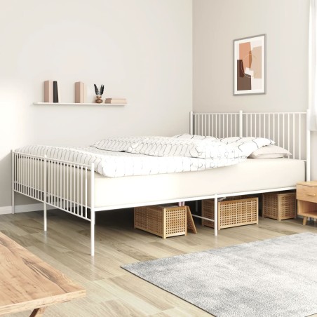 vidaXL Bettgestell mit Kopf- und Fußteil Metall Weiß 193x203 cm