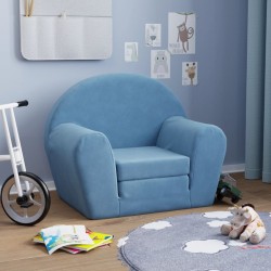 Schlafsofa für Kinder Blau Weicher Plüsch