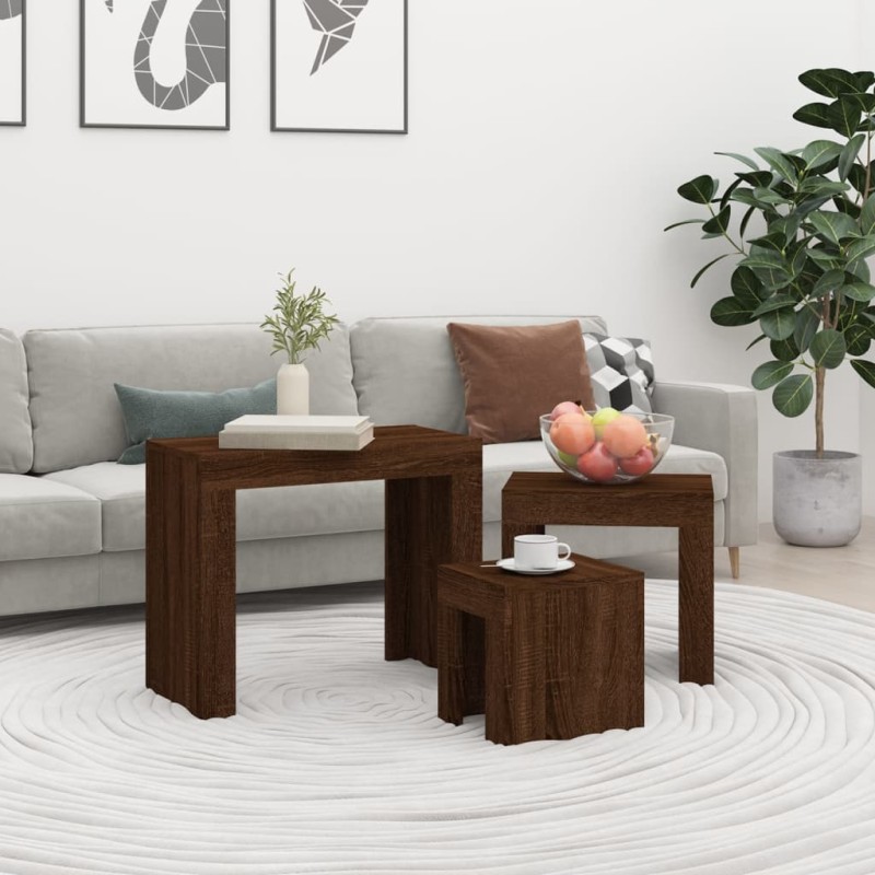 vidaXL Satztische 3 Stk. Braun Eichen-Optik Holzwerkstoff vidaXL Satztische 3 Stk. Braun Eichen-Optik Holzwerkstoff