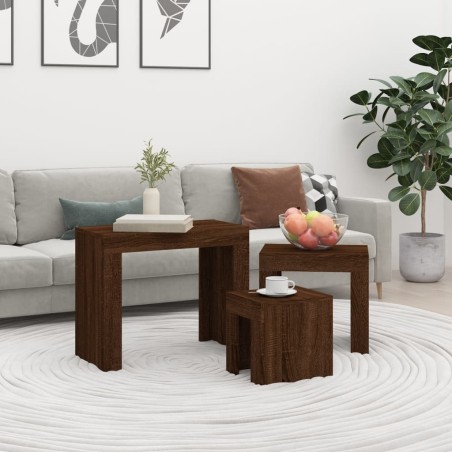 vidaXL Satztische 3 Stk. Braun Eichen-Optik Holzwerkstoff