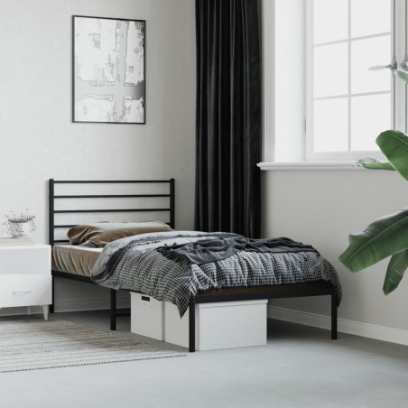 vidaXL Bettgestell mit Kopfteil Metall Schwarz 100x190 cm