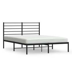vidaXL Bettgestell mit Kopfteil Metall Schwarz 140x200 cm