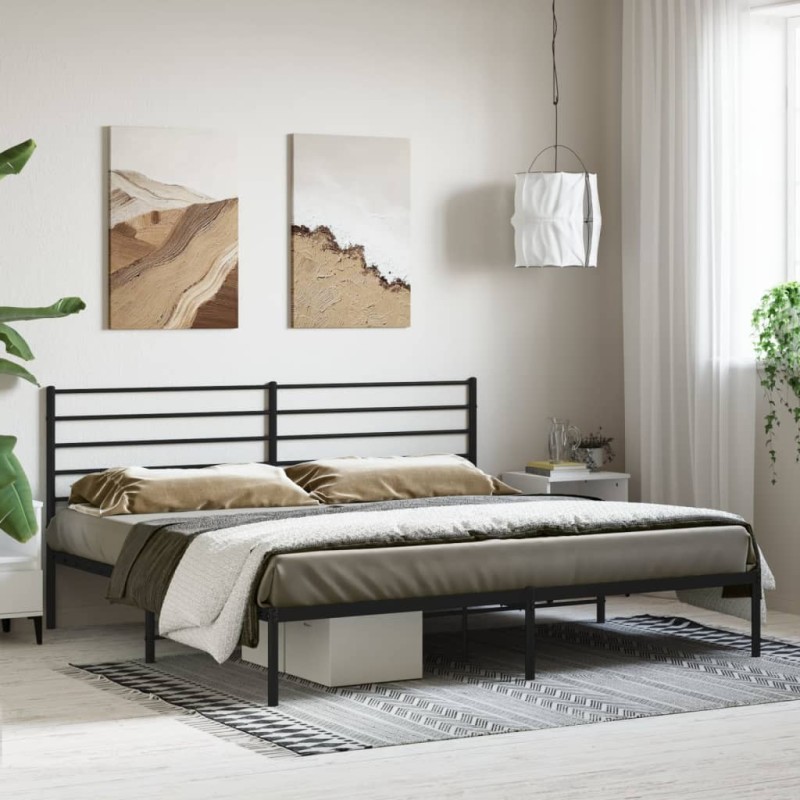 vidaXL Bettgestell mit Kopfteil Metall Schwarz 180x200 cm vidaXL Bettgestell mit Kopfteil Metall Schwarz 180x200 cm