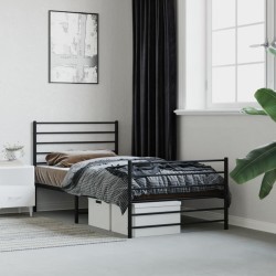 vidaXL Bettgestell mit Kopf- und Fußteil Metall Schwarz 100x190 cm
