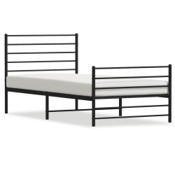 vidaXL Bettgestell mit Kopf- und Fußteil Metall Schwarz 100x190 cm